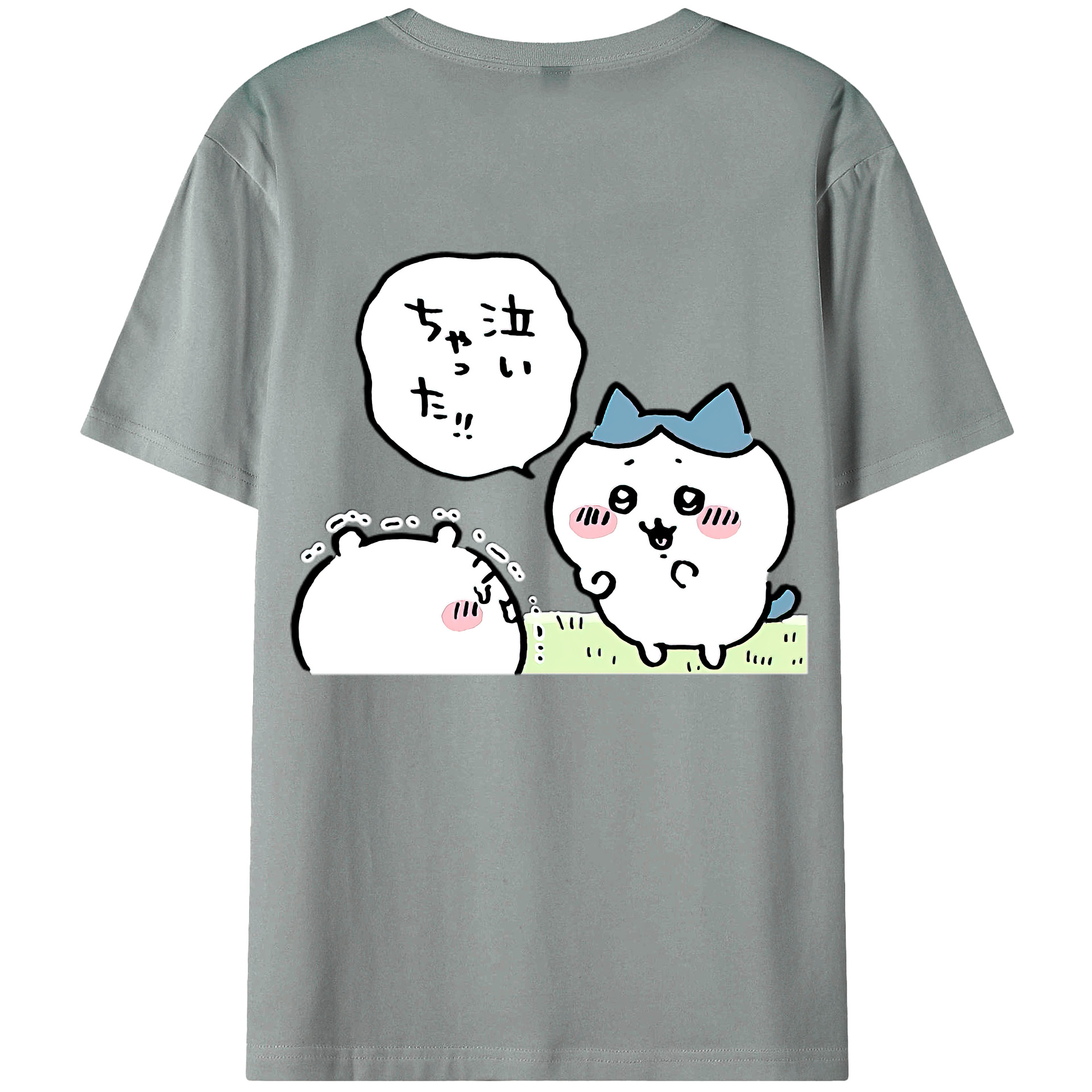 （画像用） ちいかわ ハチワレ Chii-kawa hachiware 綿100％ メンズ半袖Tシャツ（バックプリント） 通気性